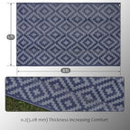 SAND MINE Reversible Mats, Plastic Straw Rug, Modern Area Rug, Large Floor Mat and Rug for Outdoors, RV, Patio, Backyard, Deck, Picnic, Beach, Trailer, Camping (5' x 8', Blue Grey Lattice)