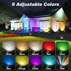 Solar Spot Lights Outdoor Waterproof IP68, RGB Colors Changing Solar Lights with 4 Lighting Modes, Solar Powered Lights Outdoor for Garden Yard Outside Landscape (2Pack)