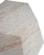 Christopher Knight Home Jayme 18.75" Indoor Outdoor Hexagonal Accent Side Table, Patio Decorative End Table, Lightweight Concrete Garden Stool for Patio Living Room Balcony & Garden Decor, Travertine