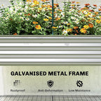 Outsunny Galvanised Raised Garden Bed with Greenhouse Cover, Metal Elevated Garden Bed with Legs, Bed Liner and Bottom Shelf, Outdoor Raised Planter Box for Vegetables, Herbs, Flowers, Silver