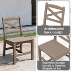 Outdoor Dining Set, HDPE 9-Piece Patio Table and Chairs Set, All-Weather Outdoor Dining Table Set for 8 with Umbrella Hole, Durable Patio Furniture Set with Chairs,White Brown