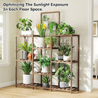 EnHomee Plant Stand Indoor Large Plant Stand Outdoor 5 Tiers Wood Tiered Plants Shelf for Multiple Plants with 10-15 Potted for Living Room Patio Balcony Yard Garden 34.3" W x 11.8" D x 47.2" H