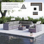 Kullavik 9 Pieces Outdoor Patio Furniture Set PE Wicker Rattan Sectional Sofa Patio Conversation Sets,Grey
