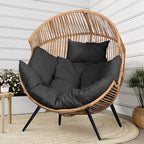 Shintenchi Wicker Egg Chair,Outdoor Indoor Rocking Chair,Large PE Rattan Rocking Chair with Cushion for Patio, Balcony, Backyard, Garden,Deep Grey