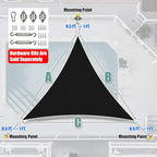 Amgo Custom Size 4' x 4' x 4' Black Triangle Sun Shade Sail Order to Make Canopy Awning UPF50+ AGSLT, 95% UV Blockage, Water & Air Permeable, 200GSM Commercial Standard (We Customize)