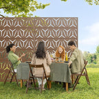 Casaphoria Metal Privacy Screen Outdoor, 72" H x 47" W Freestanding Decorative Privacy Screen for Patio Deck Balcony Garden with Stable Base, Brown Star