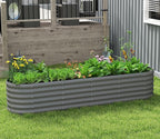 Galvanized Raised Garden Bed, Outdoor Planter Bed, Metal Planter Box for Gardening and Planting,8x2x1.5ft, Dark Grey