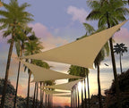 Amgo Custom Size 27' x 27' x 27' Sand Beige Triangle Sun Shade Sail UPF50+ AGTAPRT12, Order to Make Canopy Awning, 95% UV Blockage, Water & Air Permeable, Commercial Standard (We Customize)