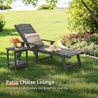 LUE BONA Outdoor Chaise Lounge Chairs Set of 4, HDPS Chaise Lounger, 5 Positions Adjustable Lounge Chairs, Pool Lounge Chair with Wheels for Poolside, Dark Gray