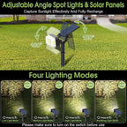 Solar Spot Lights Outdoor, 102 LED Solar Garden Yard Spotlight Waterproof Landscape Flood Powered Lights with Adjustable Light & Panel, 4 Lighting Modes for Walkway Driveway, 4 Pack(Cool White)