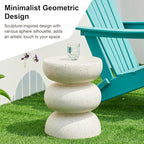 Glitzhome Outdoor Side Table, 18" H Decorative Garden Stool MGO Faux Terrazzo End Table, Heavy Duty Indoor Outdoor Round Planter Stand for Living Room Bedroom Patio Deck Poolside,White