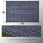 SAND MINE Reversible Mats, Plastic Straw Rug, Modern Area Rug, Large Floor Mat and Rug for Outdoors, RV, Patio, Backyard, Deck, Picnic, Beach, Trailer, Camping (6' x 9', Blue Grey Lattice)