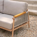 Acanva Modern All-Weather Aluminum Outdoor Patio Sofa with Thick Cushions, Olefin Fabric Sunroom Backyard Furniture, Couch Light Khaki