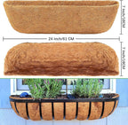 Coco Liners for Planters - 4 Pack 24 Inch Trough Coconut Liners for Planters, Window Box Coco Liners, 100% Natural Coconut Fiber Liners for Wall Hanging Basket, Window Box, Fence Baskets