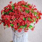 Artificial Flowers for Outdoors Fake Plants - 16 Bundles Faux Outside Greenery Boxwood No Fade Plastic Shrubs Fall Decor Farmhouse Home Garden Thanksgiving Mums (PureRed)