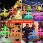 Solar Garden Lights, Gardening Birthday Gifts for Mom Grandma Women, Waterproof 7 Color Changing Jellyfish Light with Butterfly, 2 Pack Solar Flower Lights for Outdoor Pathway Yard Garden Decor