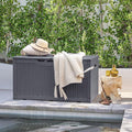Deck Box Storage Bench 97 Gallon Lockable Gray Resin