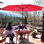 Sunnydaze Outdoor Patio Umbrella - Polyester Table Market Umbrella with Push-Button Tilt and Crank - 8 Sturdy Ribs - Red - 9ft