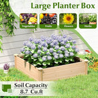 Giantex Raised Garden Bed, Wood Planter Box, Outdoor Square Garden Bed for Vegetable Flower Herb Succulent, 40" Lx40 Wx12 H, Easy Assembly
