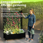 EasyUp Rolling Garden Planter Box with Trellis & Lockable Casters, Outdoor Raised Bed with Drainage & Water Gauge, Durable Resin for Patio, Balcony, Yard, Dust-Proof (Black, 43.43 * 18.27 * 64.29)
