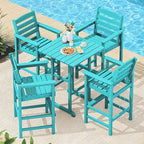 SERWALL 5 Pieces Adirondack Bar Chairs Set, Aruba