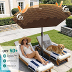 AreShark 7.5FT Patio Umbrella Table Market Umbrella with 6 Sturdy Ribs, Button Tilt/Crank, Heavy-Duty Outdoor Umbrellas for Pool, Deck, Garden and Backyard, Brown