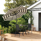Abba Patio 9FT Lyon Outdoor Patio Umbrella Outdoor Table Umbrella with Push Button Tilt and Crank Market Umbrella 8 Sturdy Ribs UV Protection Waterproof for Garden Deck Backyard Pool, Black & Ivory