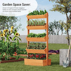 Vertical Wooden Raised Garden Bed Planters Wood Planter Kit Plant Stand Flower Rack Planter Box Gardening for Plants Herbs Flowers Vegetables Outdoor Indoor Freestanding (Orange 5-Tier)
