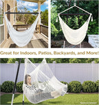 Sunnydaze Outdoor Hammock Chair Swing - Hanging Hammock Swing - Hanging Reading Chair - Soft-Spun Polyester Rope - Caribbean XL - Tan