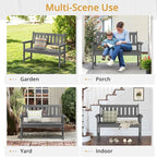 LUE BONA Outdoor Bench, 2-Person HDPS Garden Bench, Outdoor Benches Weatherproof, All-Weather Fade/Rot Resistant Patio Bench for Park, Front Porch, Backyard (Dark Gray)