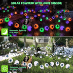BrizLabs 6 Pack 36 LED Halloween Solar Eyeball Lights, 2 Modes Outdoor Halloween Pathway Lights, Solar Spooky Path Light Waterproof, Swaying Firefly Light for Yard Garden Lawn, Orange & Purple & Green
