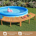 Tangkula Outdoor Curved Bench, Acacia Wood Fire Pit Bench w/Slatted Seat, Patio Backless 2-Person Seating for Porch, Yard, Garden, 800 LBS Max Load, Oil Painted (4, 45")