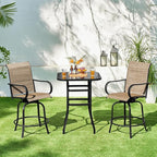 Yaheetech Patio Swivel Bar Stools Outdoor Chairs Set of 2 Outdoor High Bistro Stools Outdoor Furniture, All-Weather Patio Stools for Outside, Beach, Lawn, Poolside and Garden, Black/Brown