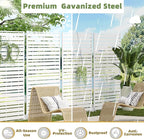 Casaphoria 72" H x 47" W Metal Privacy Screen, Outdoor Freestanding Decorative Divider for Patio, Deck, Balcony, and Garden with Stable Base, White-Adams