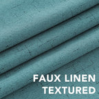 H.VERSAILTEX Linen Blackout Curtains Durable Thick Textured Linen Look 100% Blackout Patio Door Curtain Anti Rust Grommet Extra Wide Sliding Door Curtain Panel, W100 x L84 inch - Teal