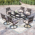 Sophia and William Swivel Patio Dining Set for 6, Outdoor Table and Chairs, Removable Seat Cushions, 59" Black Patio Dining Table