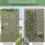 Casaphoria Metal Privacy Screen Outdoor, 60" H x 30" W Freestanding Decorative Privacy Screen for Patio Deck Balcony Garden with Stable Base, Green-Square
