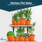 Yellow Plant Pots with Drainage Holes & Saucers 10 Pack, Indoor & Outdoor Stackable Space-Saving Planters for Houseplants & Flowers, (7", 6.7", 6", 5.3", and 4.8" Inches), Durable & Weatherproof
