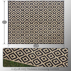 SAND MINE Waterproof Outdoor Rug 8x10 ft, Plastic Reversible Rug, Modern Area Rug, Large Floor Mat for Outdoors, RV, Patio, Backyard, Deck, Picnic, Beach, Camping, Black & Beige