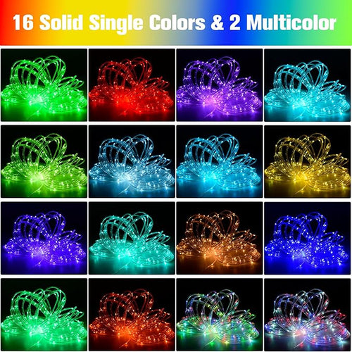 200Ft Rope Lights Outdoor, 18 Colors Changing 610 LED String Lights Plug in with Remote, IP68 Waterproof Twinkle Fairy Light Rope Lighting Indoor for Bedroom Patio Christmas Halloween Decor