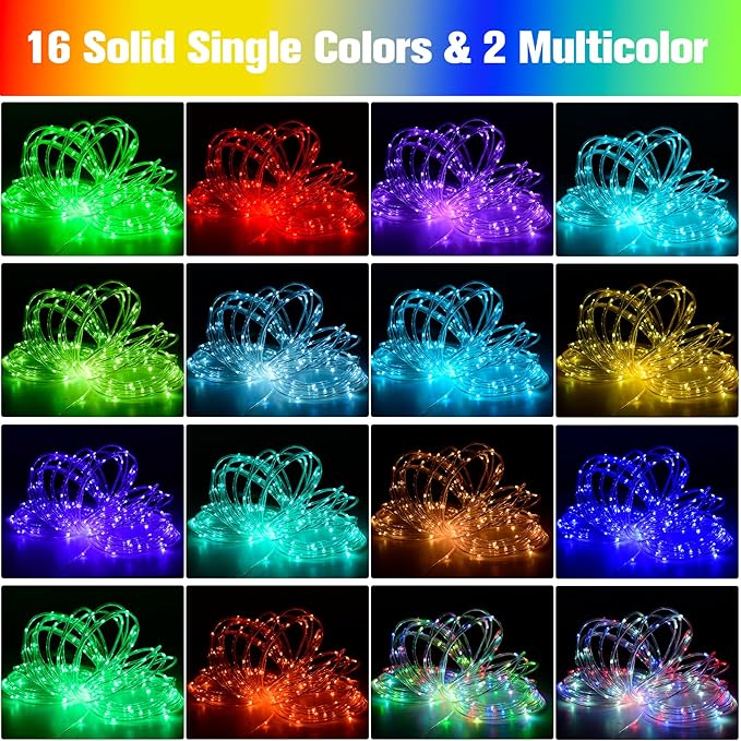 49Ft LED Rope Lights for Outside, 18 Colors Changing Outdoor Fairy String Lights with Remotes, Waterproof 150 LEDs Colored Rope Lighting Plug in for Bedroom Patio Party Halloween Christmas