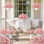 MACTING Artificial Flowers for Outdoors 6 Bundles UV Resistant Fake Flowers No Fade Faux Plastic Flowers for Hanging Planters Window Patio Porch Yard Garden Indoor Outside Spring Decoration,Pink