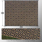 SAND MINE Reversible Mats, Plastic Straw Rug, Modern Area Rug, Large Floor Mat and Rug for Outdoors, RV, Patio, Backyard, Deck, Picnic, Beach, Trailer, Camping, Black & Brown, 8' x 10'