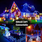 String Lights, 400 LED, 33 ft, with 8 Lighting Modes