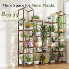 EnHomee Plant Stand Indoor Plant Stands Outdoor Tall Plant Shelf for 19-25 Pots Corner Tiered Plants Stands for Multiple Plants Wood Hanging Plants Holder for Garden Balcony Patio Window Porch