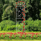 Metal Garden Trellis for Climbing Plants, 86.5" x 19.7" Metal Plant Trellis Outdoor, White Iron Garden Trellis, Clematis Rrellis Outdoor, Arched Decoration Suitable for courtyards, lawns, Gard, White