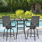 Yaheetech Patio Swivel Barstools Outdoor Chairs Set of 4, High Bistro Stools Outdoor Furniture, All-Weather Patio Stools for Outside, Beach, Lawn, Poolside and Garden, Black