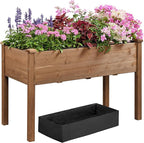Yaheetech 2pcs Raised Garden Bed 48x24x30in Elevated Wooden Horticulture Planter Box with Legs Standing Growing Bed for Gardening/Backyard/Patio/Balcony, Dark Brown