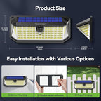 TECKNET 461 LED Solar Powered Outdoor Lights, 270° Angle & 3 Lighting Modes Motion Sensor Light Outdoor, Security Solar Lights Waterproof - 6 Pack
