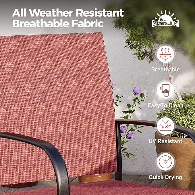Patio Dining Set 9 PCS, 8 Stable Outdoor Dining Chairs with Rectangular Dining Table, Patio Table and Chairs Set for Lawn,Garden,Deck and Backyard